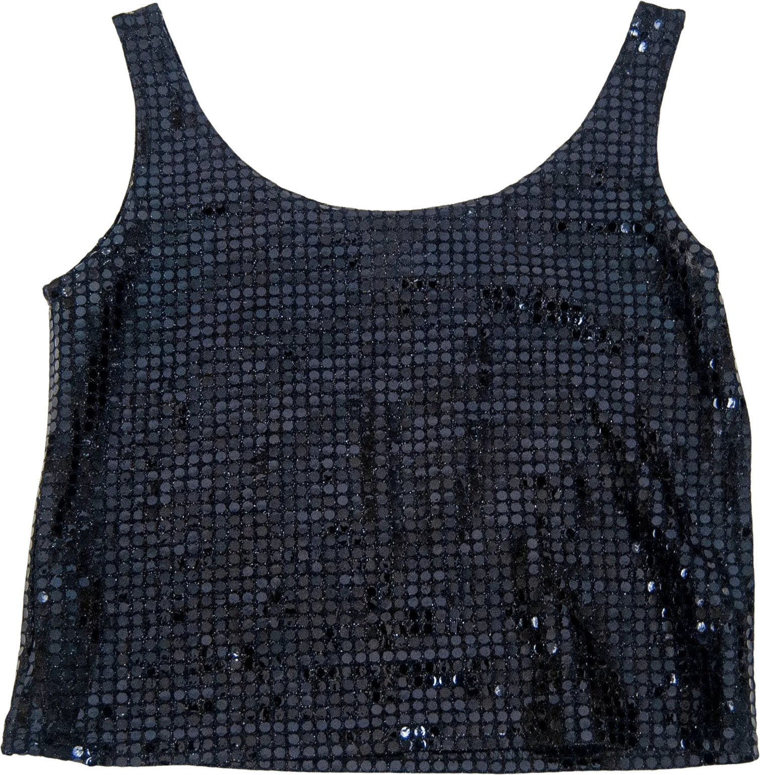 00's Black Sequin Tank Top by Sostanza