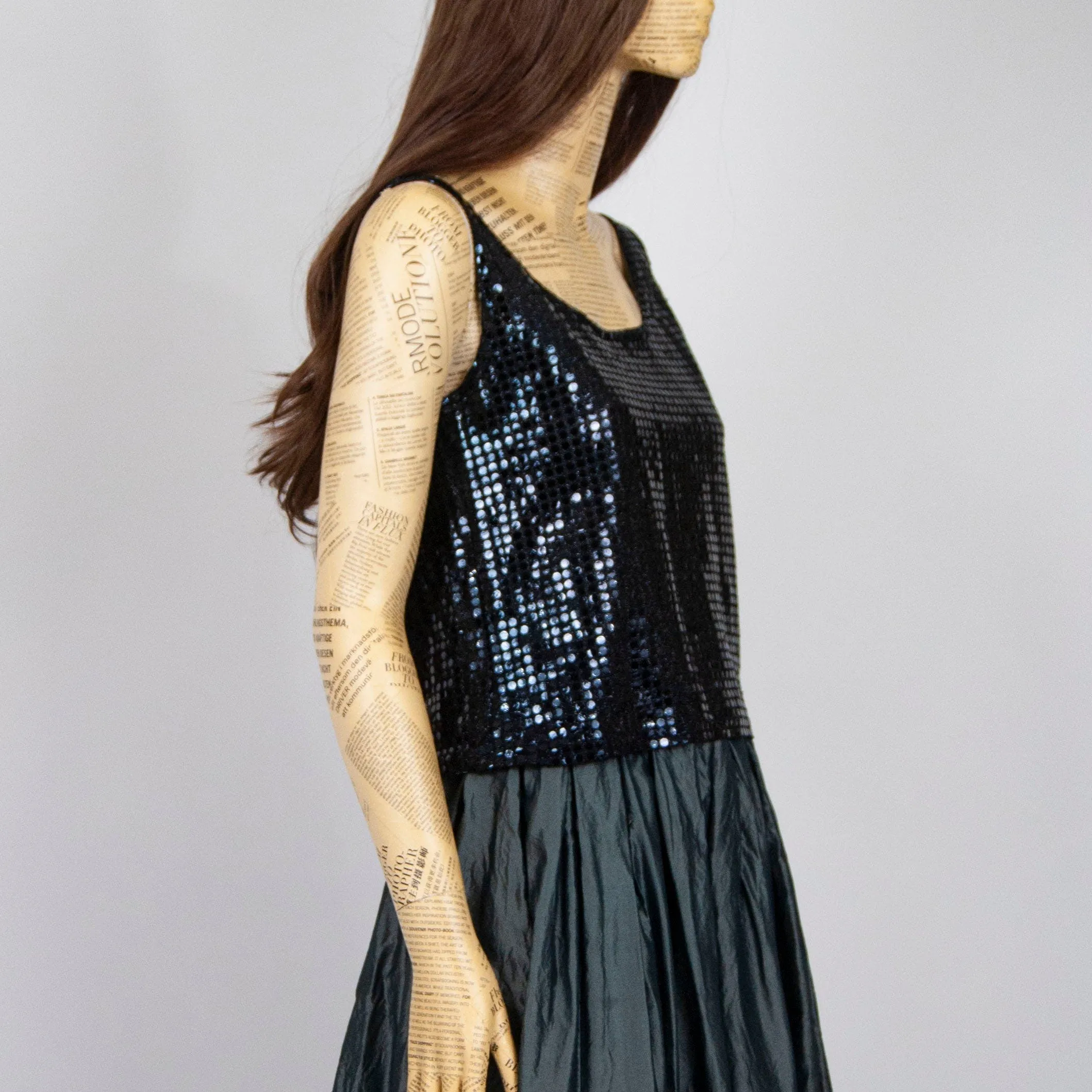 00's Black Sequin Tank Top by Sostanza