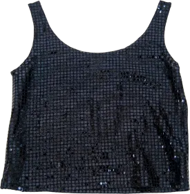 00's Black Sequin Tank Top by Sostanza