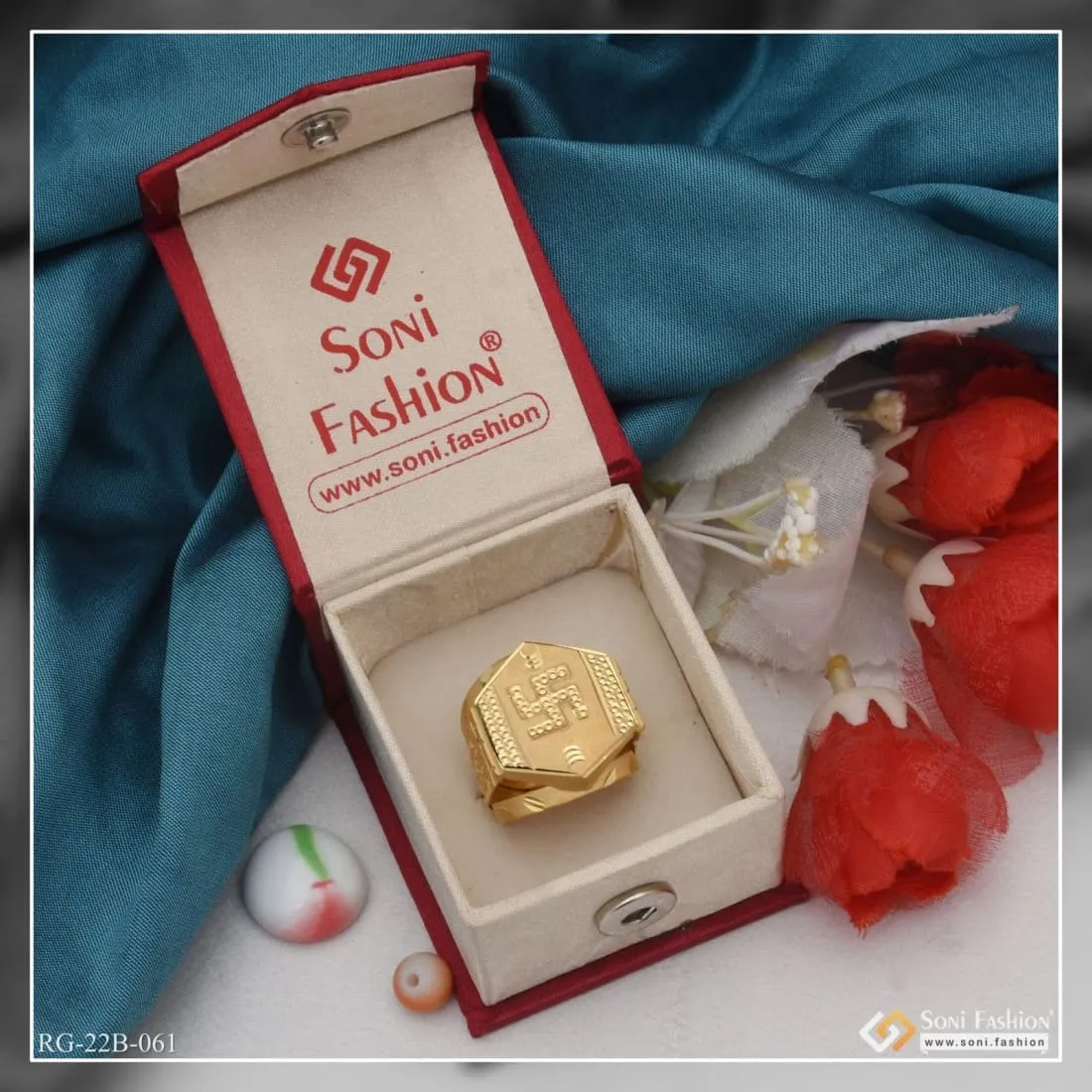 1 Gram Gold Forming Swastik Attention-Getting Design Ring for Men - Style B061