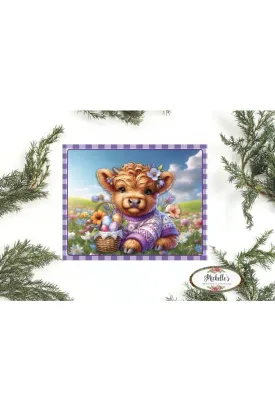 10in Waterproof Sign: Spring Easter Baby Highland Cow