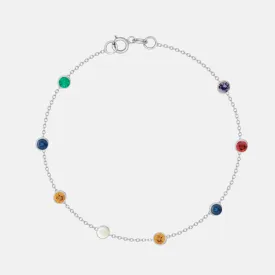 14K Gold 8 Birthstone Charms Bracelet