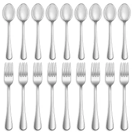 16 Pcs Forks and Spoons Silverware Set,Food Grade Stainless Steel Flatware Cutlery Set for Home,Kitchen and Restaurant,Mirror Polished,Dishwasher Safe - 8 Dinner Fork(8 inch) and 8 Teaspoon(6.5 inch)