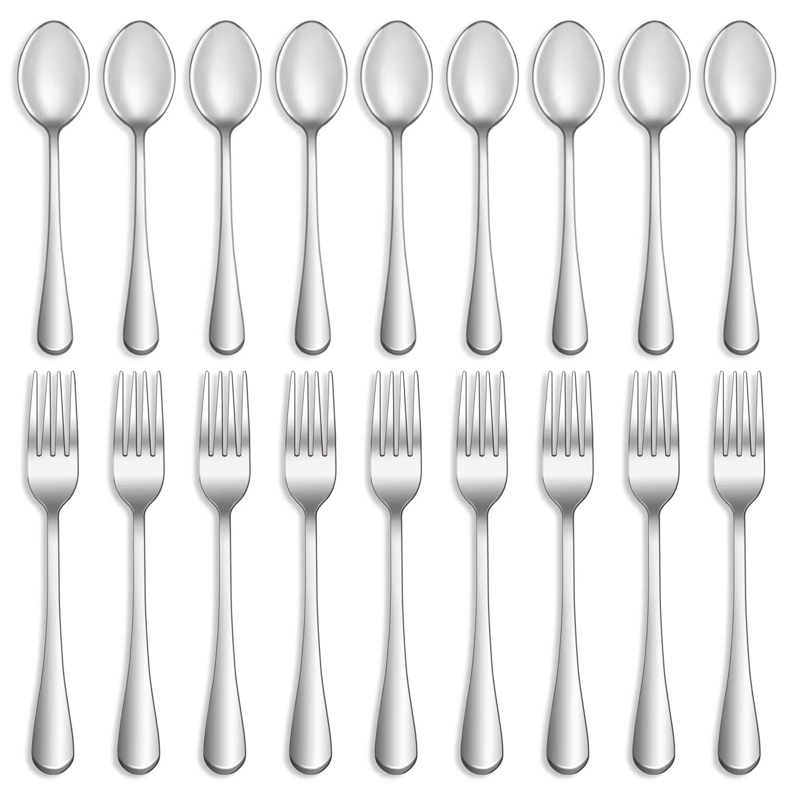16 Pcs Forks and Spoons Silverware Set,Food Grade Stainless Steel Flatware Cutlery Set for Home,Kitchen and Restaurant,Mirror Polished,Dishwasher Safe - 8 Dinner Fork(8 inch) and 8 Teaspoon(6.5 inch)