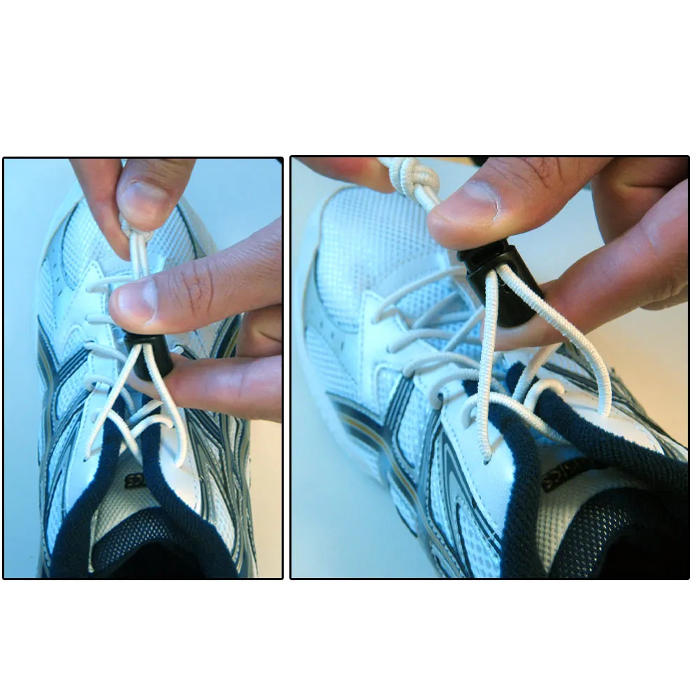 2 Pairs No Tie Shoelaces Pink Elastic Shoe Laces Lock Running Sneakers Trainer