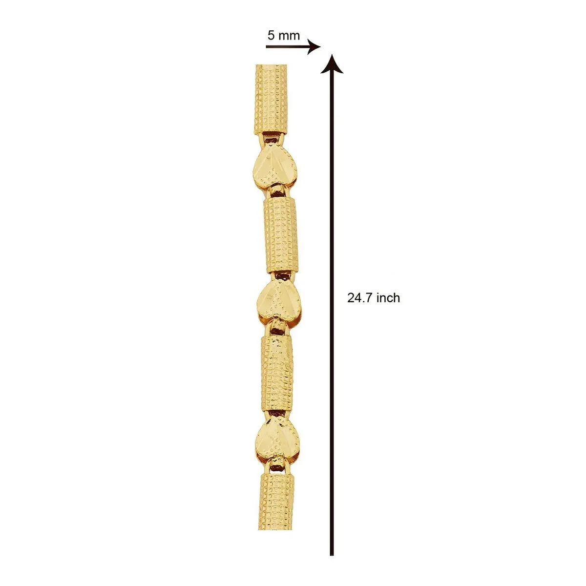3D Pipe Traditional 22K Gold Plated 25" Chain For Women