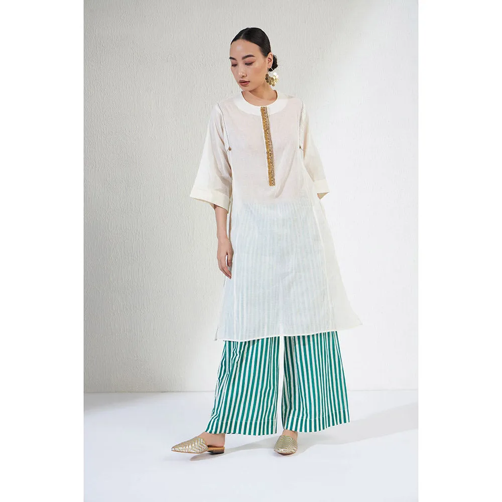 Aavidi By Dimple Farah Off White Embellished Or Sequined Co-ord (Set of 2)