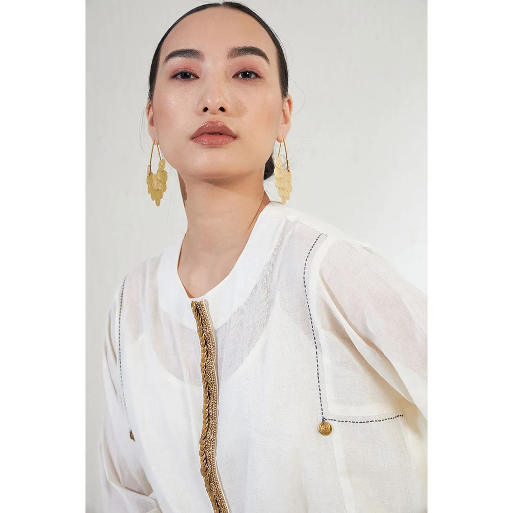 Aavidi By Dimple Farah Off White Embellished Or Sequined Co-ord (Set of 2)