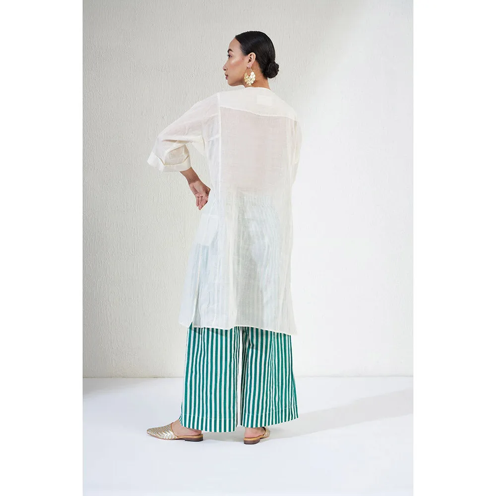 Aavidi By Dimple Farah Off White Embellished Or Sequined Co-ord (Set of 2)