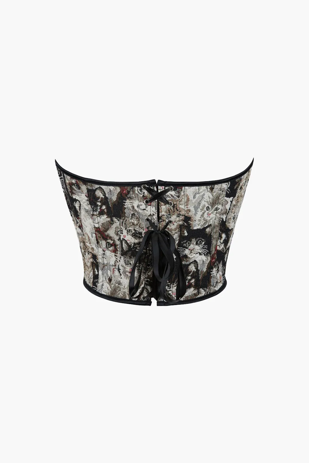 Abstract Braided Tie V-neck Corset Top