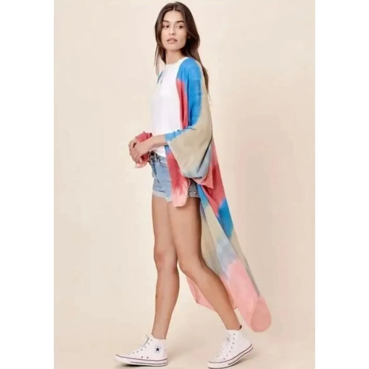 Alita Beach Rainbow Tie Dye Kimono-SALE