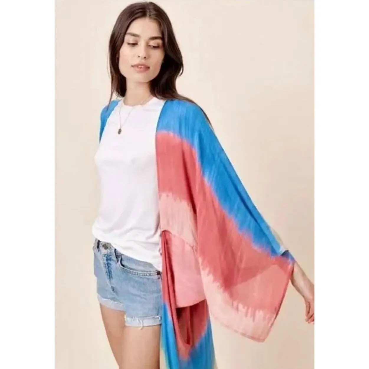 Alita Beach Rainbow Tie Dye Kimono-SALE