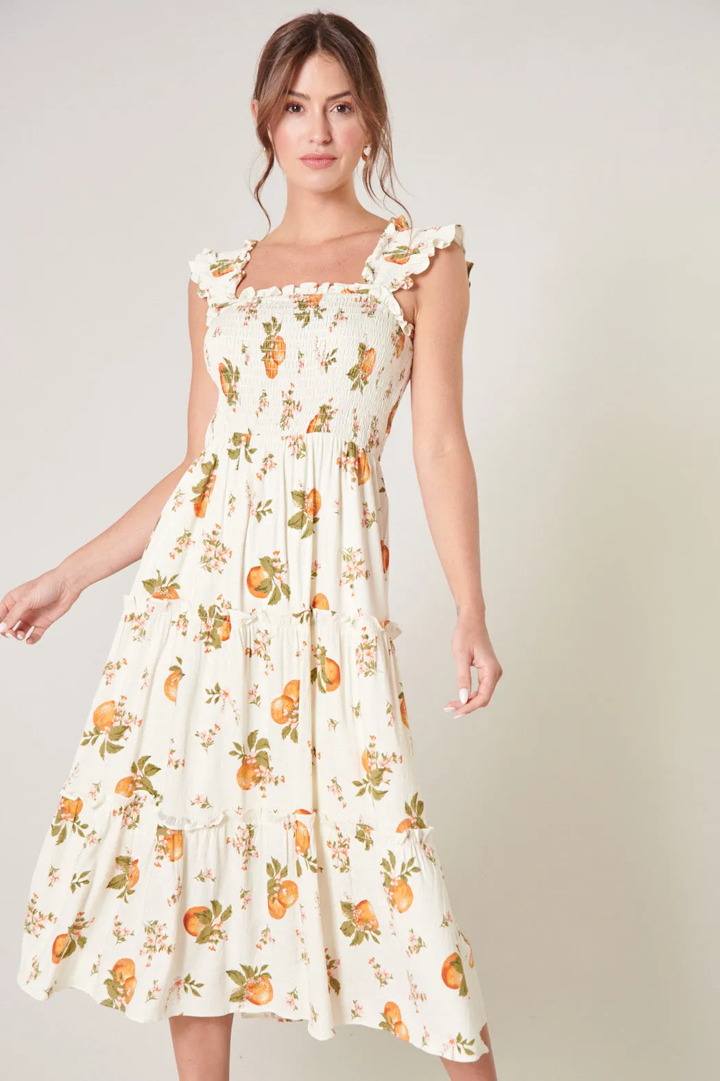 Arancia Bayshore Smocked Bodice Midi Dress