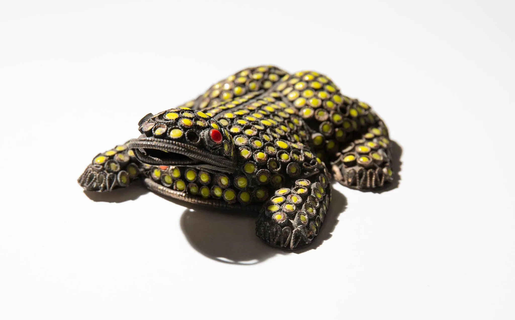Beaded Brass Frog