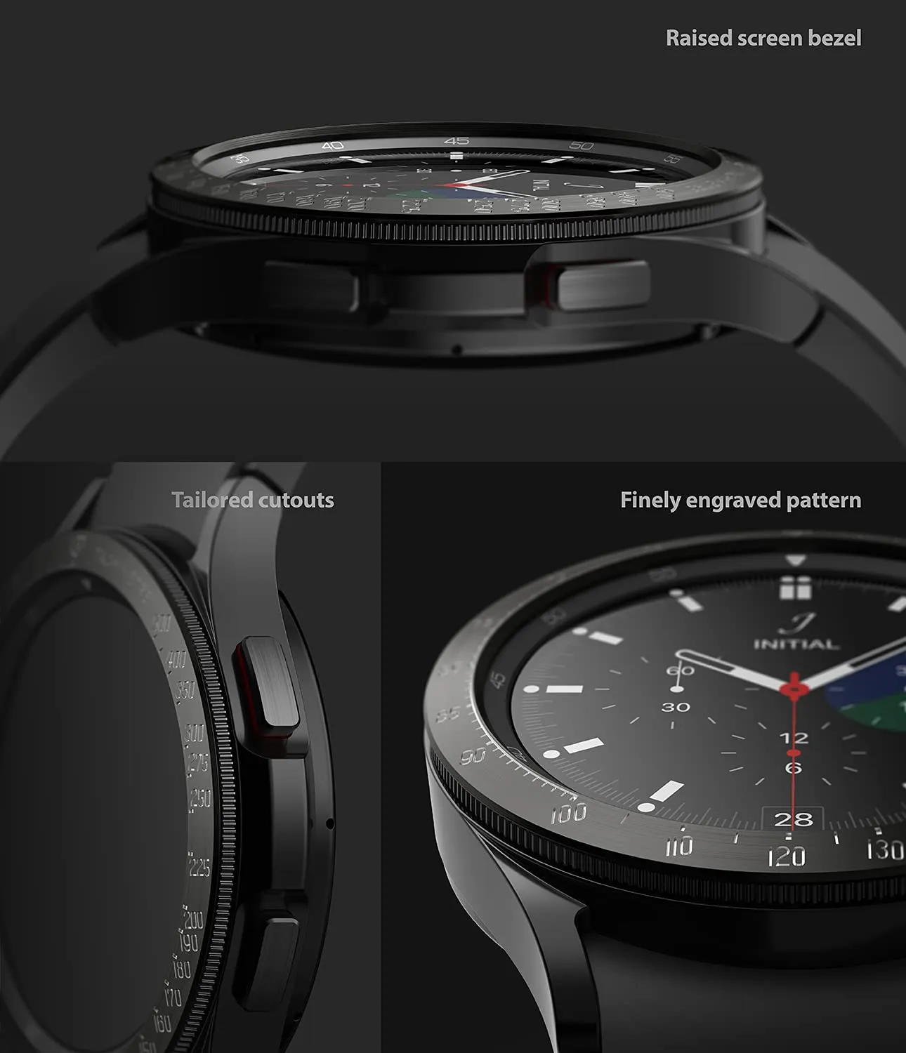Bezel Styling Compatible with Samsung Galaxy Watch 4 Classic 42mm - Black [42-03]