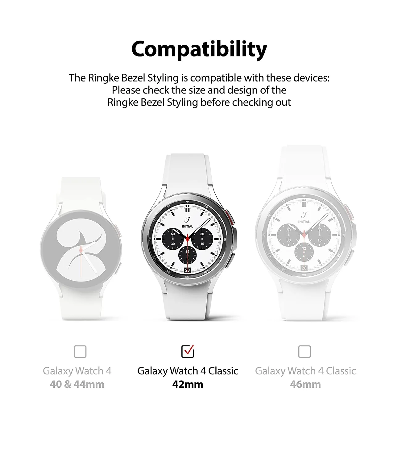 Bezel Styling Compatible with Samsung Galaxy Watch 4 Classic 42mm - Black [42-03]