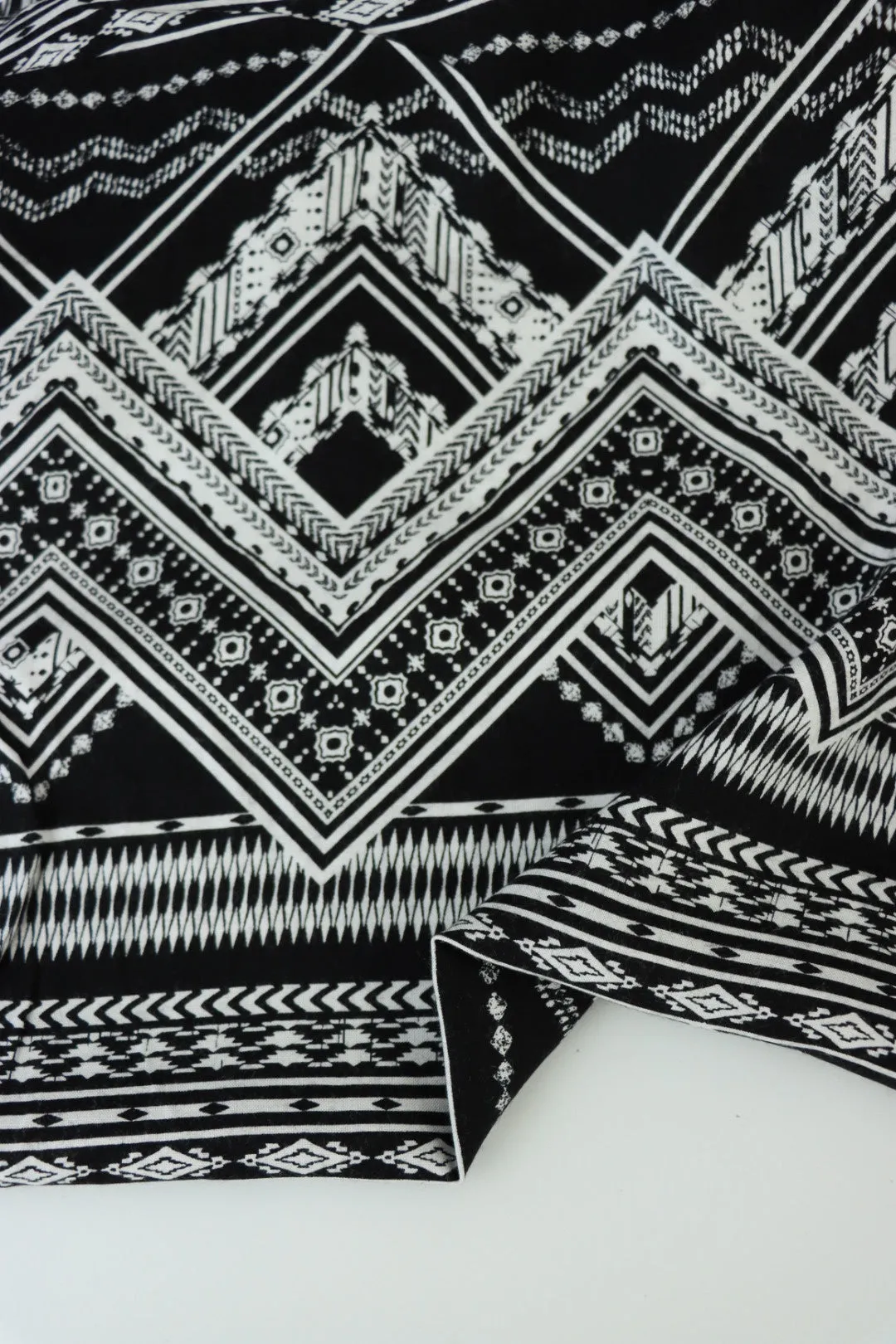 Black & White Chevron Rayon Challis
