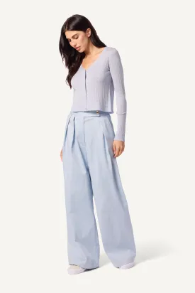 BROOKLYN HIGH RISE PLEATED TWILL PANT | WHISPER