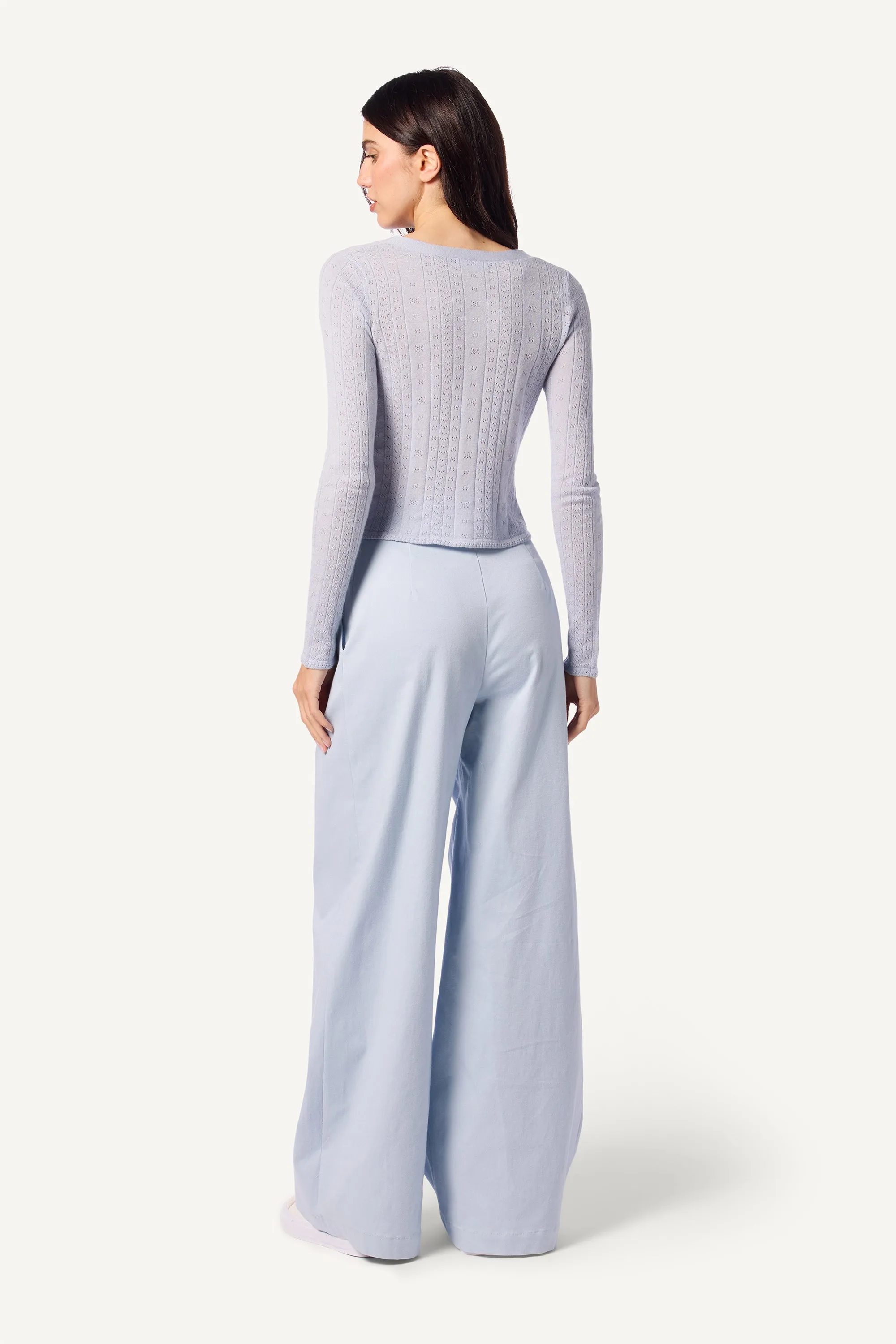 BROOKLYN HIGH RISE PLEATED TWILL PANT | WHISPER