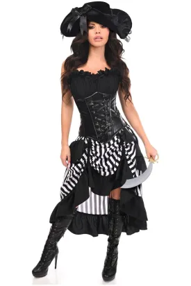 Captain's Treasure 4 PC Black & White Corset Costume