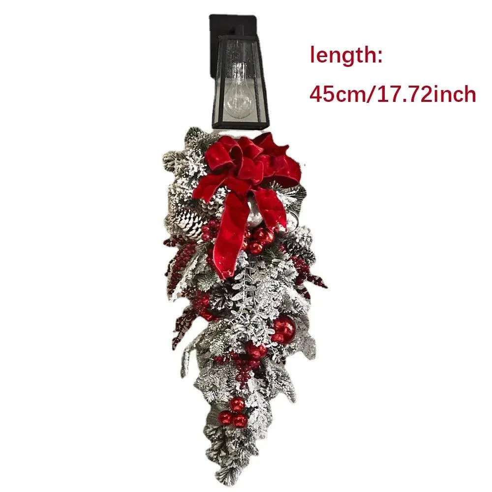 Christmas Flocking Garland Door Hanging Christmas Decorations Christmas Garland Rattan Pendant Decoration Home Holiday Layout