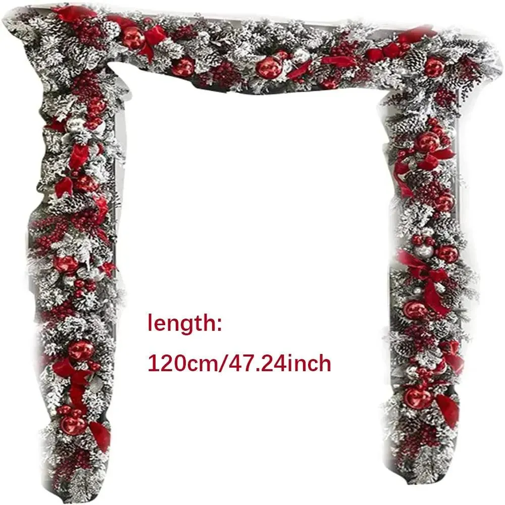 Christmas Flocking Garland Door Hanging Christmas Decorations Christmas Garland Rattan Pendant Decoration Home Holiday Layout