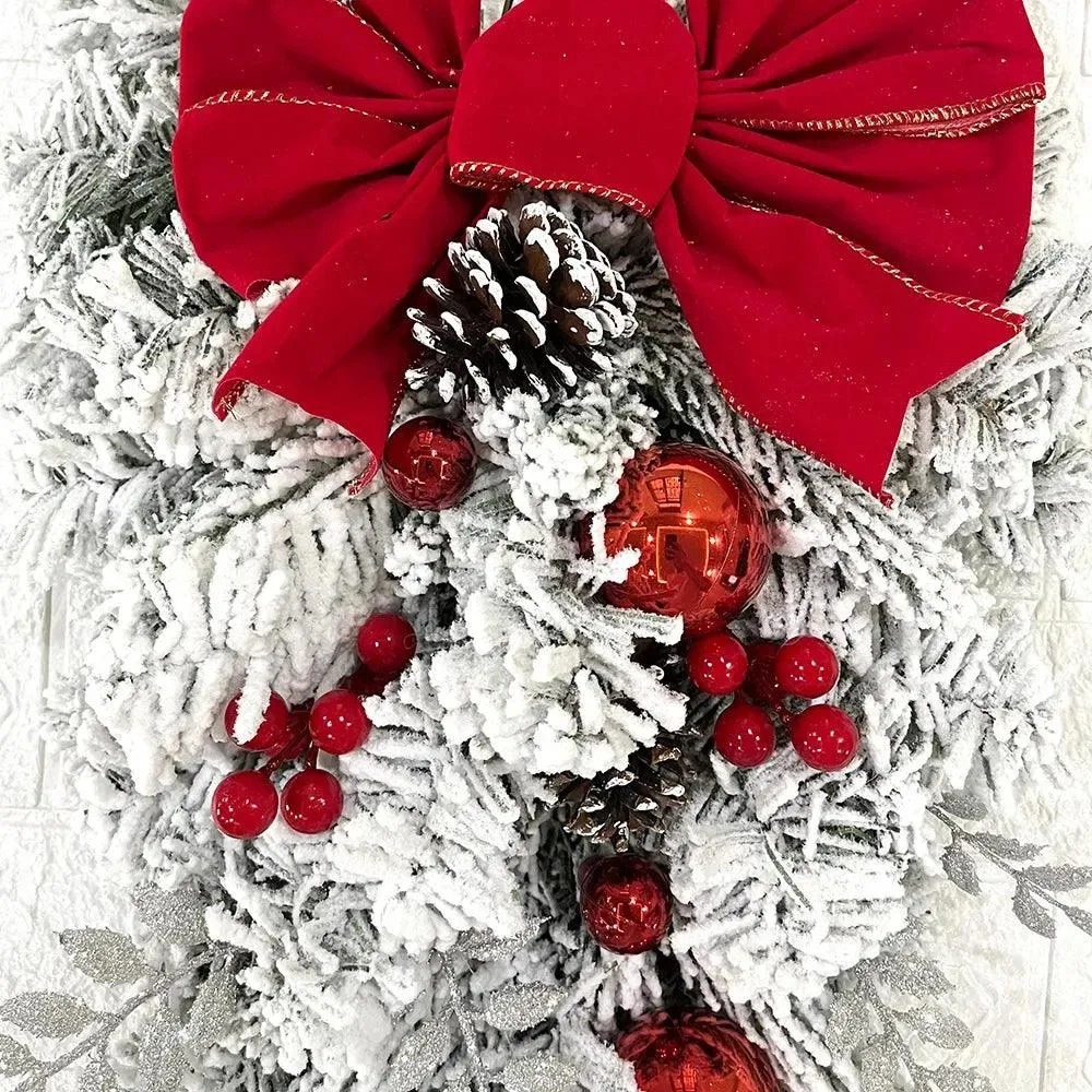 Christmas Flocking Garland Door Hanging Christmas Decorations Christmas Garland Rattan Pendant Decoration Home Holiday Layout