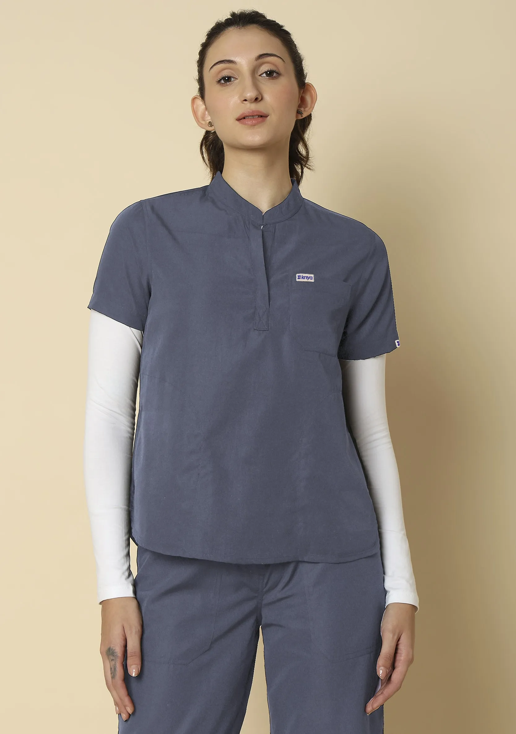 Classic Women's Mandarin Collar (Heather Grey) Scrub