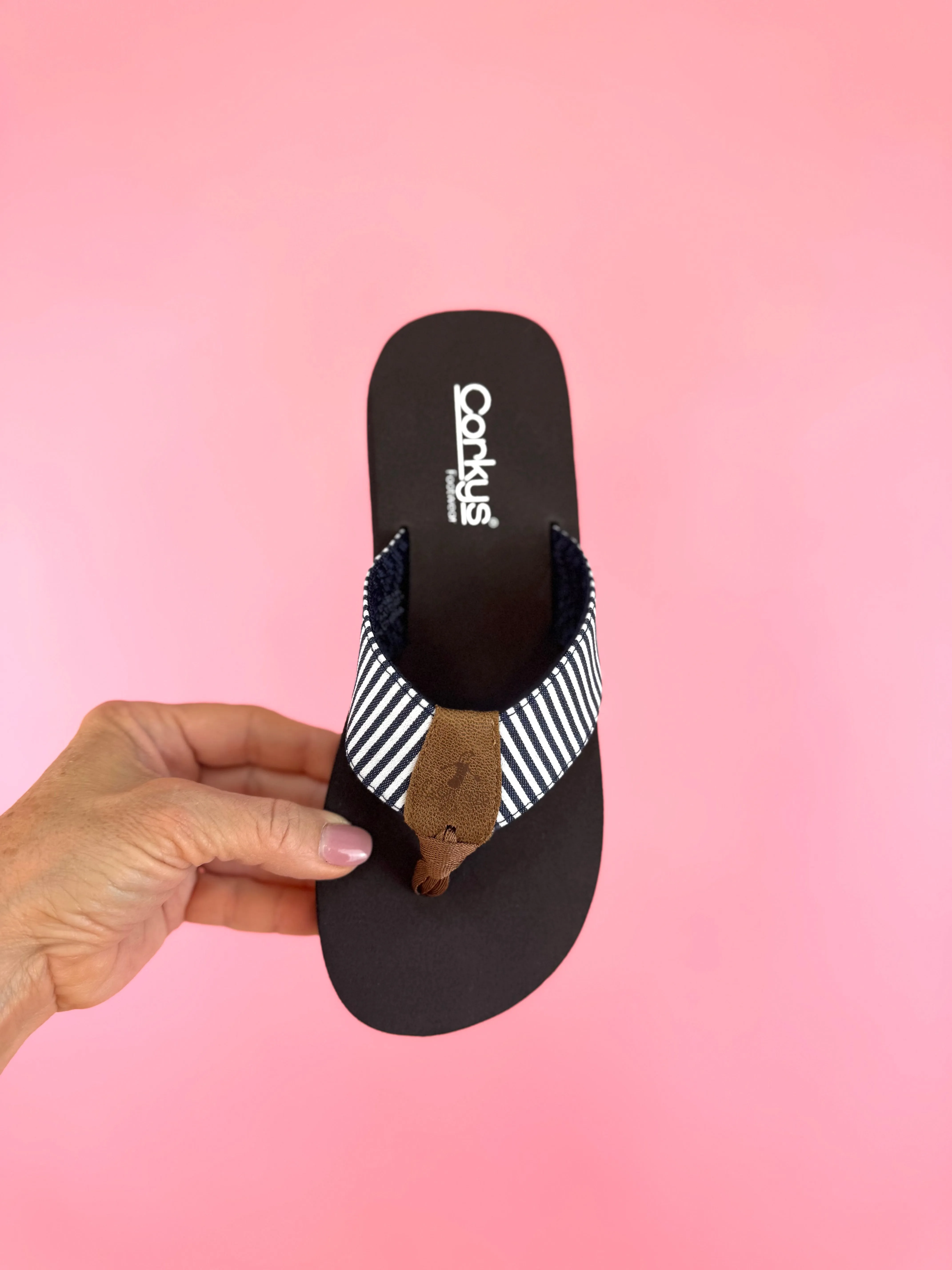 Corkys Summer Break - Navy White Striped