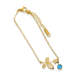 Dainty Birth Flower Bracelet with Birthstone Charm