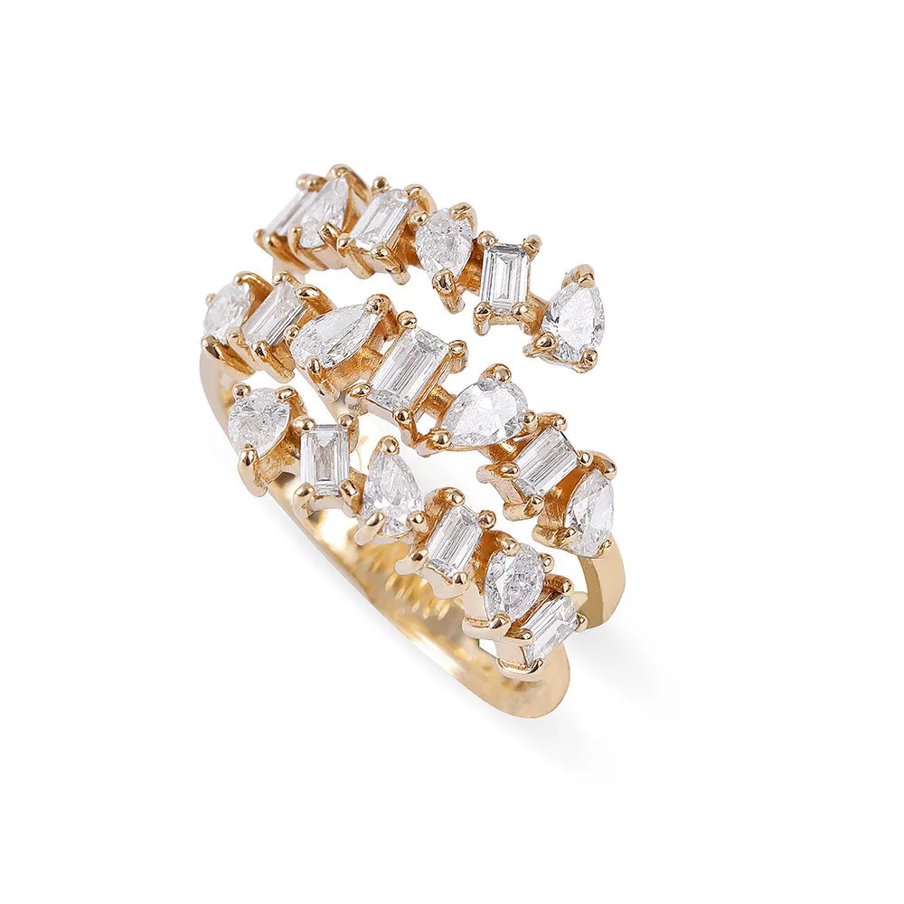 DIAMOND MULTISHAPED COIL RING