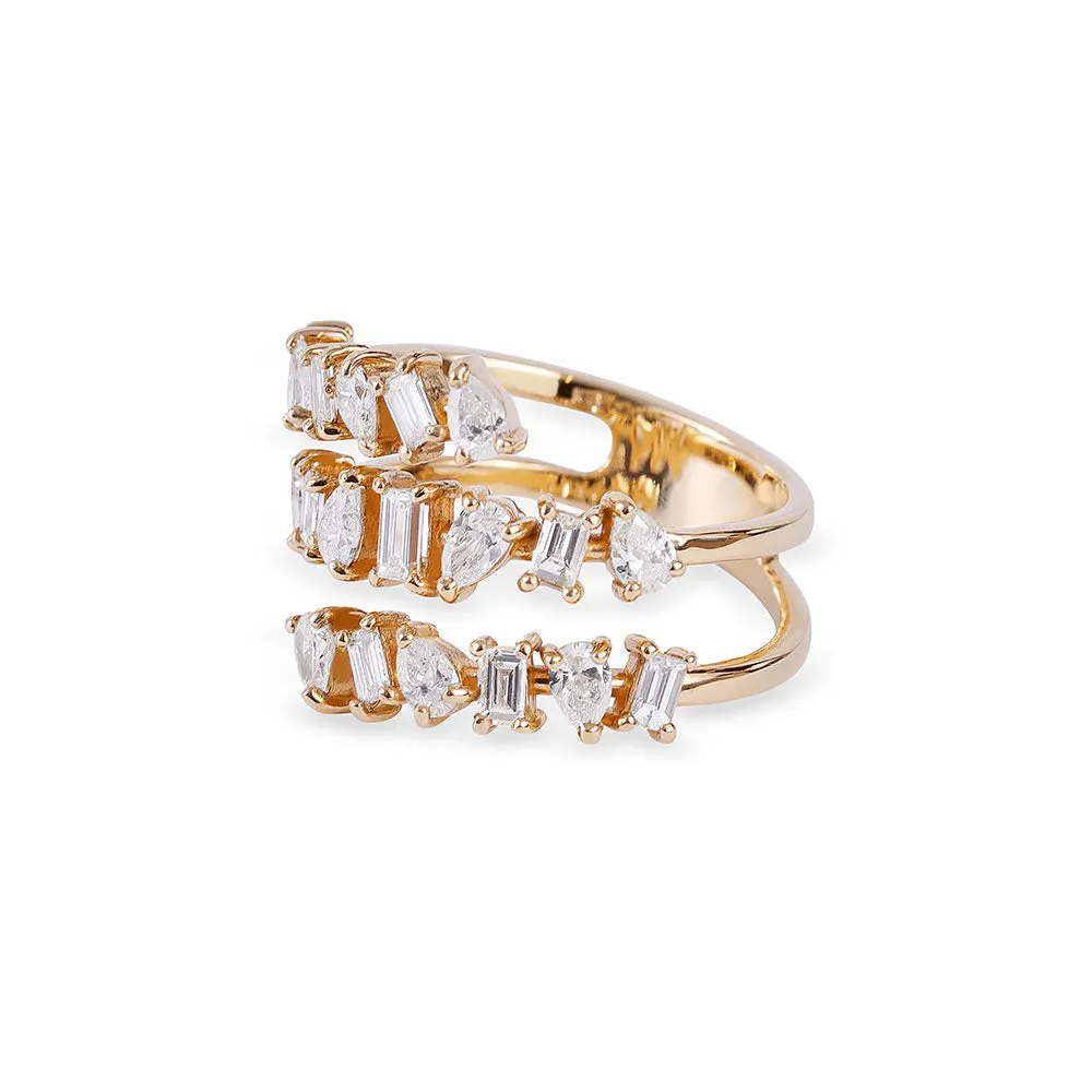 DIAMOND MULTISHAPED COIL RING