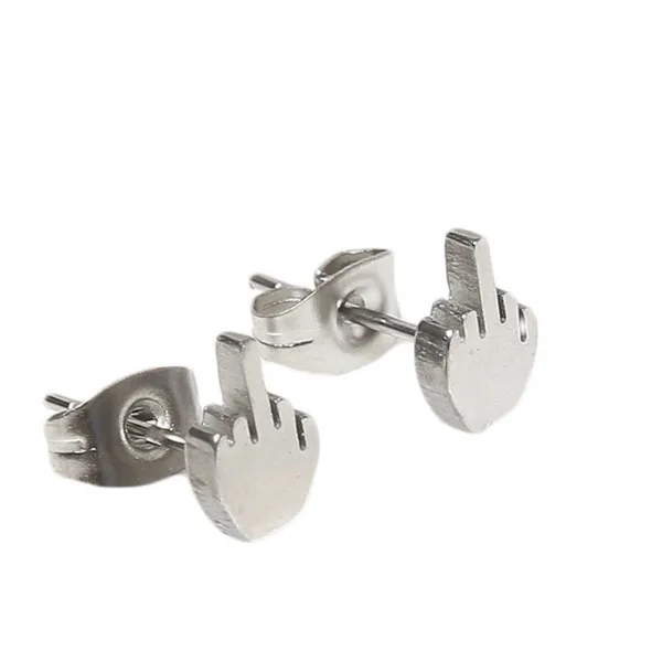 Gage Huntley Middle Finger Silver Stud Earrings