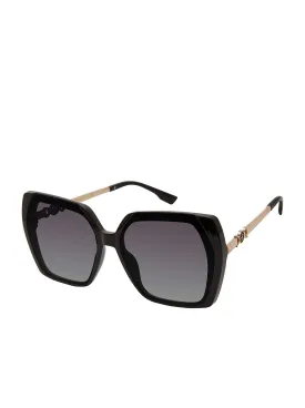 Geometric Metal Temple Sunglasses in Black