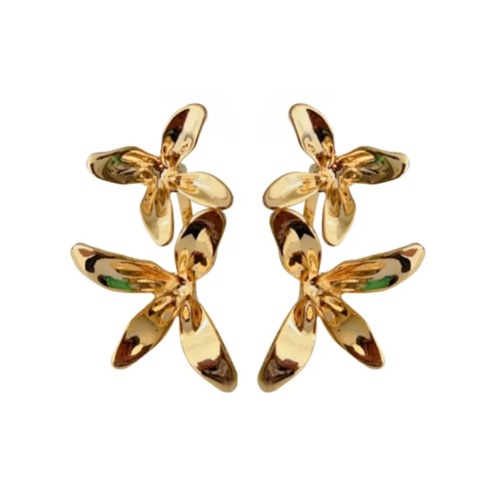 Gold Double Bloom Flower Drops