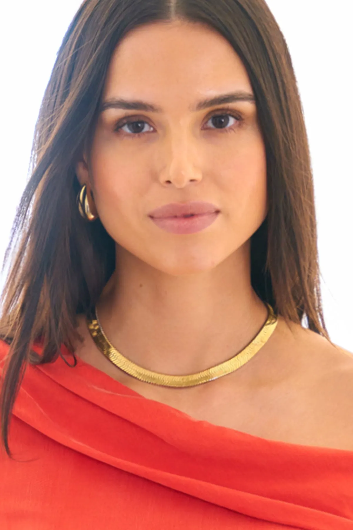 Gold Herringbone Choker Necklace
