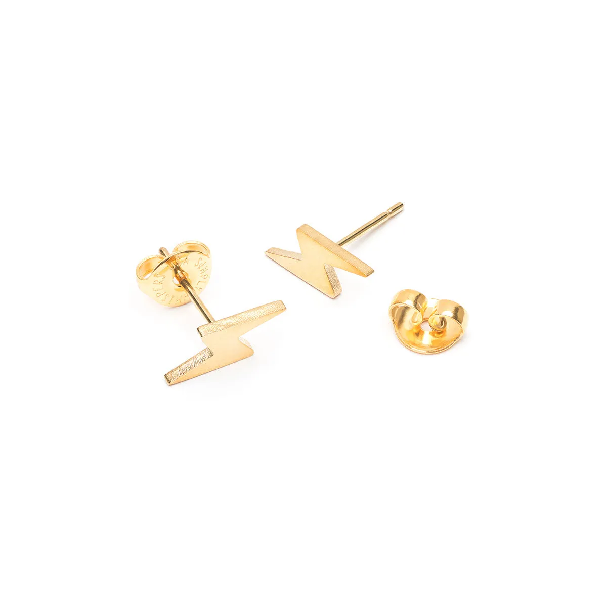 Gold Lightning Stud Earrings