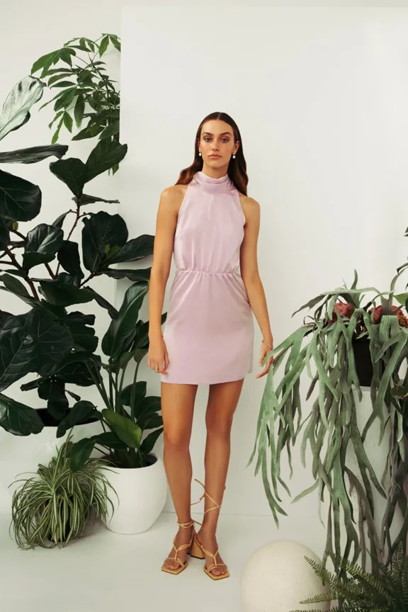 Hilary MacMillan Lilac Bowed Halter Dress