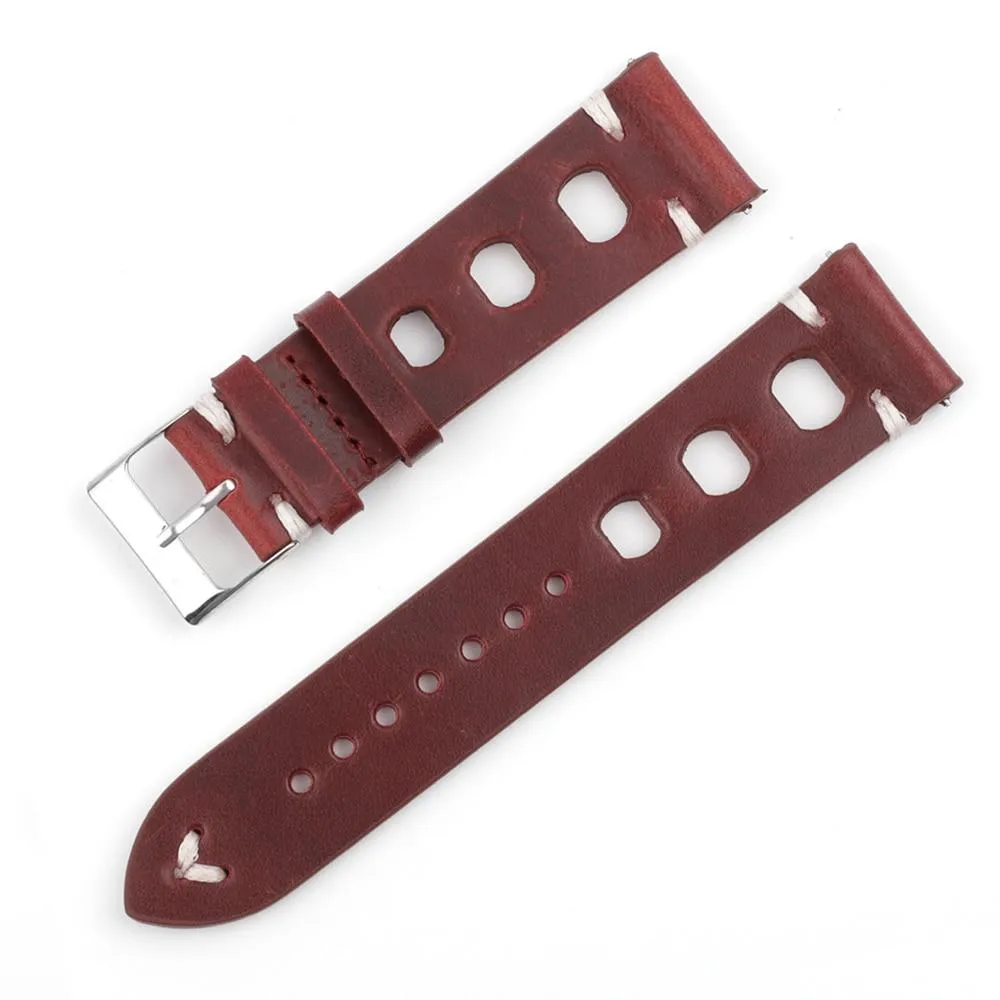 Hubert Handmade Italian Leather Racing Watch Strap With Tang Buckle