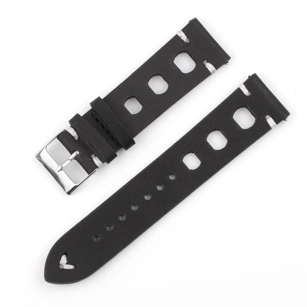 Hubert Handmade Italian Leather Racing Watch Strap With Tang Buckle