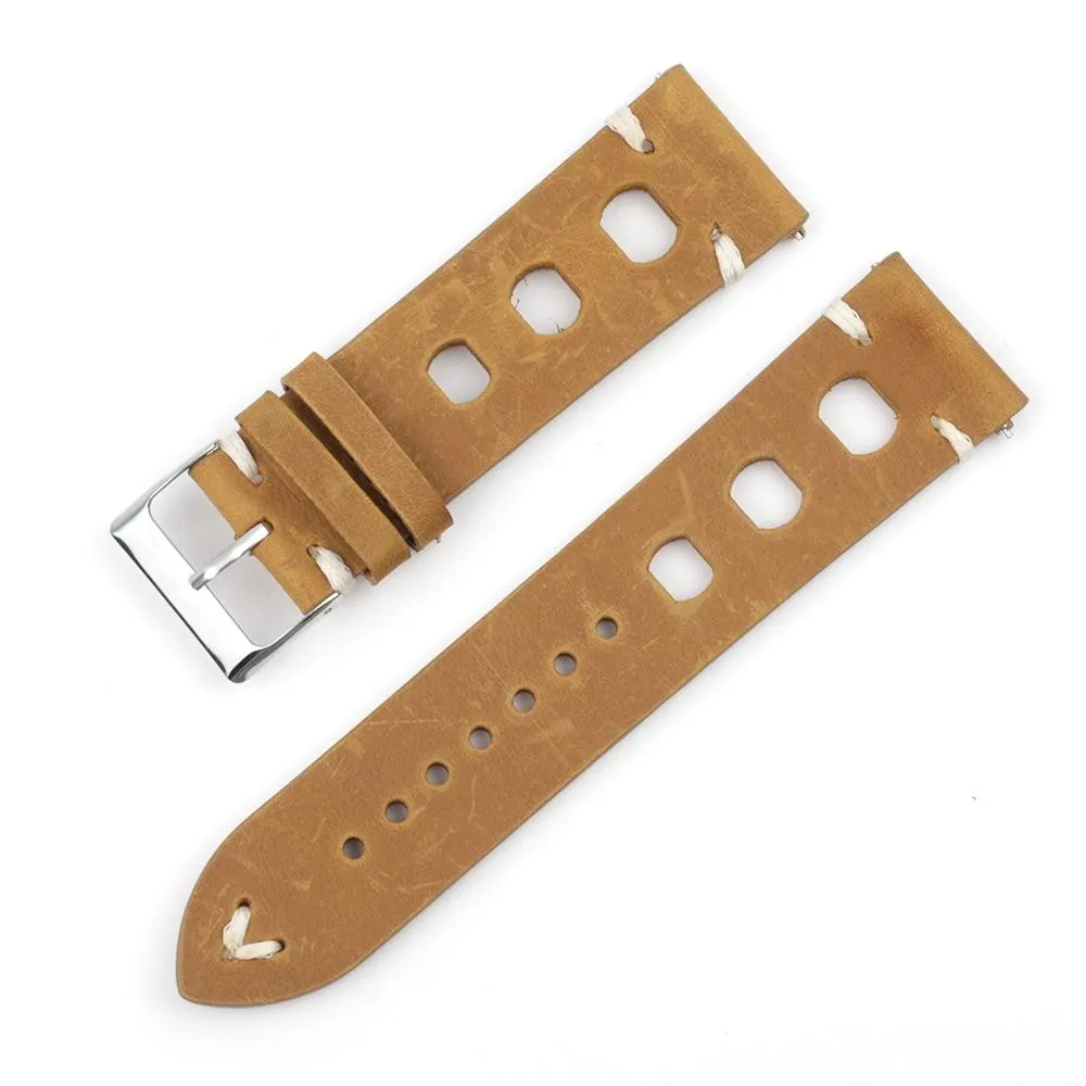 Hubert Handmade Italian Leather Racing Watch Strap With Tang Buckle