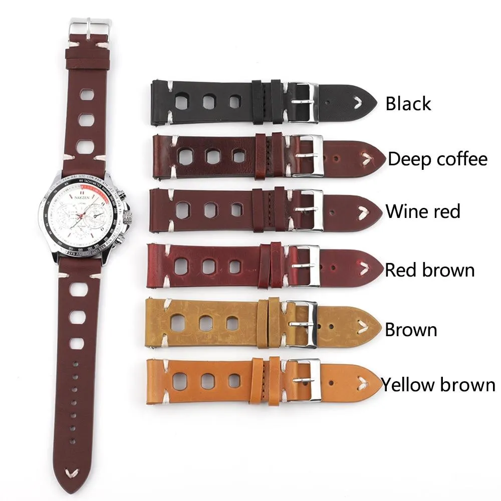 Hubert Handmade Italian Leather Racing Watch Strap With Tang Buckle