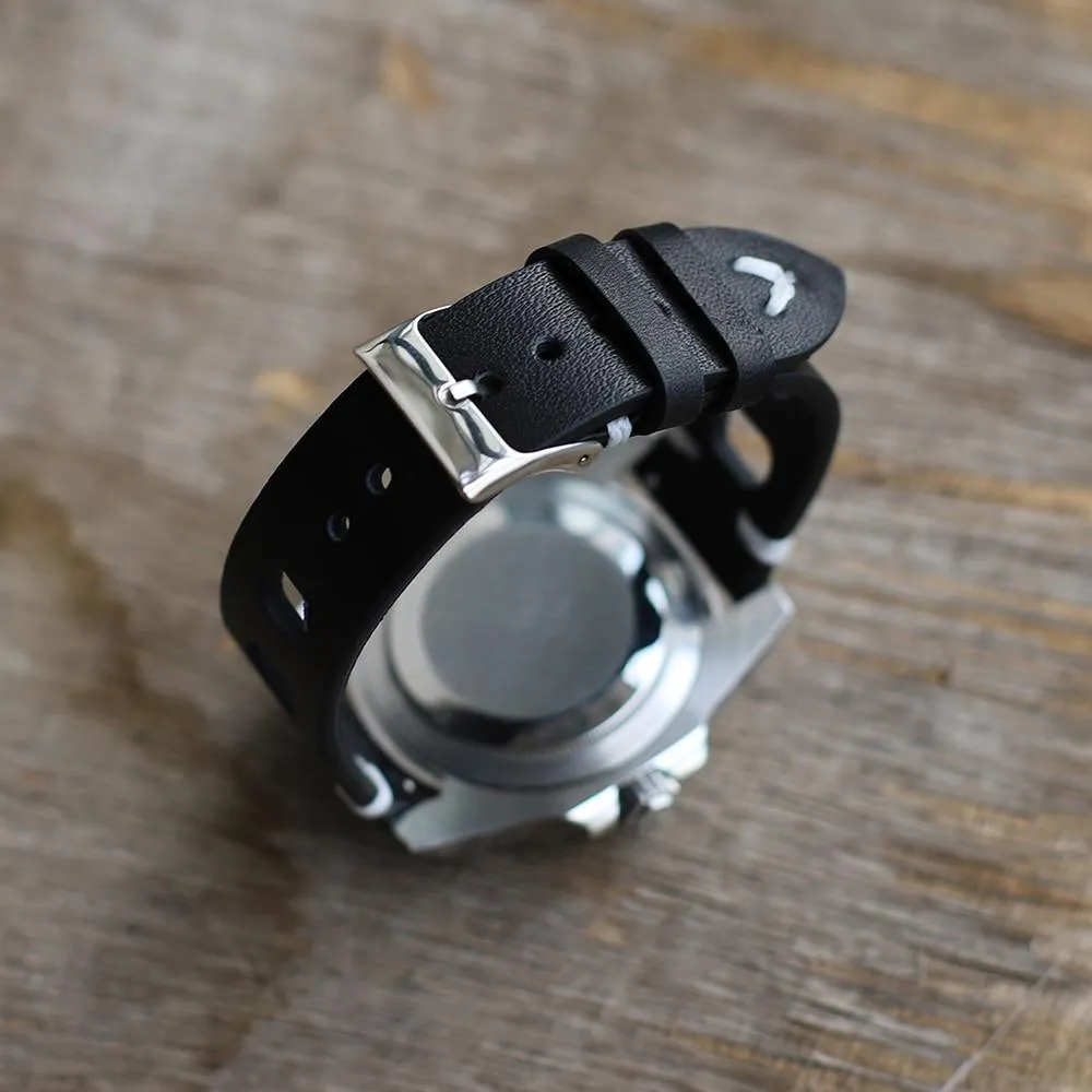 Hubert Handmade Italian Leather Racing Watch Strap With Tang Buckle