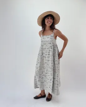 Injiri | Rasa Slip Dress in Indigo Gingham Appliqué