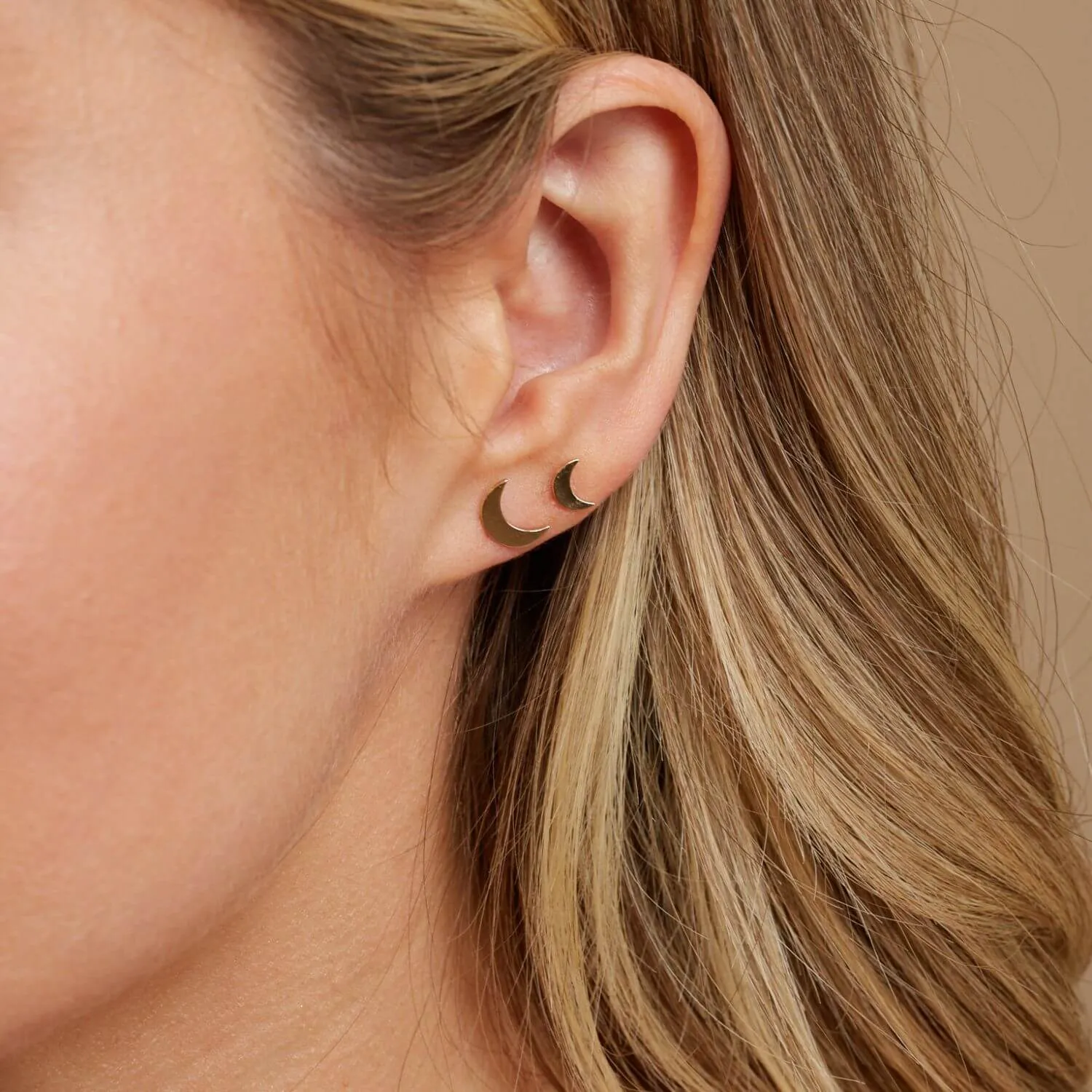 Kids Solid Moon Studs