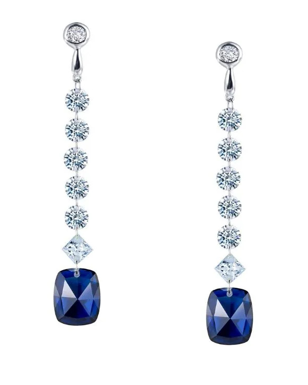 Lab Grown Sapphire Dangle Earrings E0279CSP