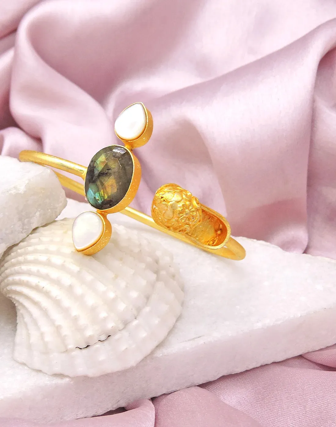 Labradorite & Shell Cuff
