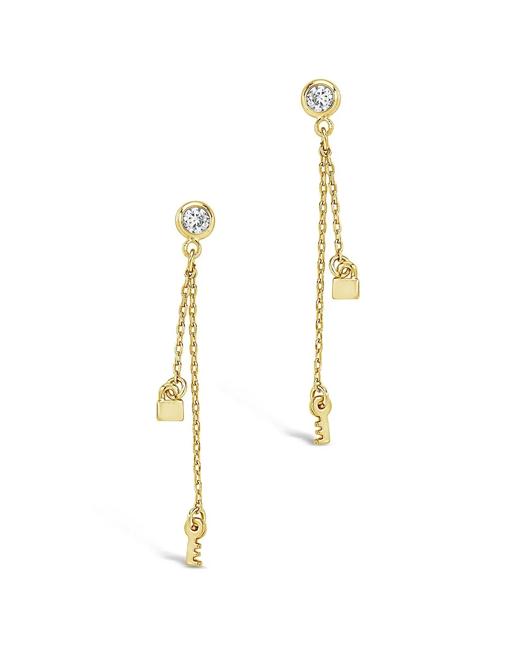 Lock and Key Dangle Stud Earring