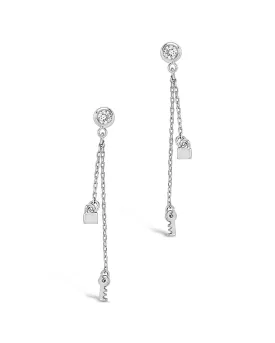 Lock and Key Dangle Stud Earring