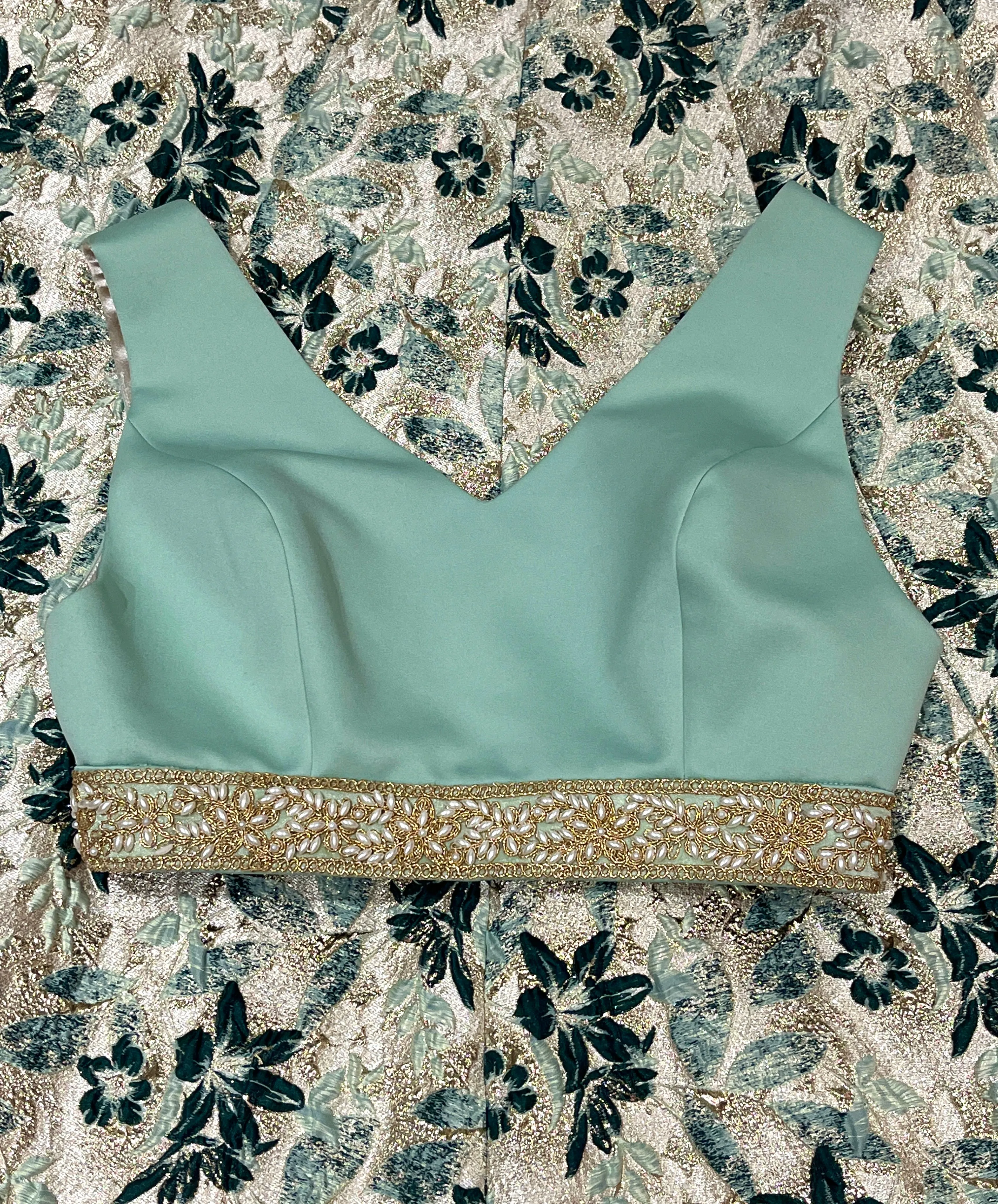 MADHURI Sage Green Matte Satin Top
